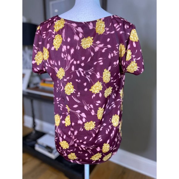 ModCloth Genuine Self Purple Short Sleeve Floral Blouse Women's Size Medium - Picture 6 of 8